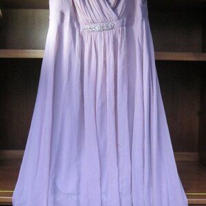 Eliza J Embellished High/Low Chiffon Dress sz 16W NWOT dusk pink fitted hi waist
